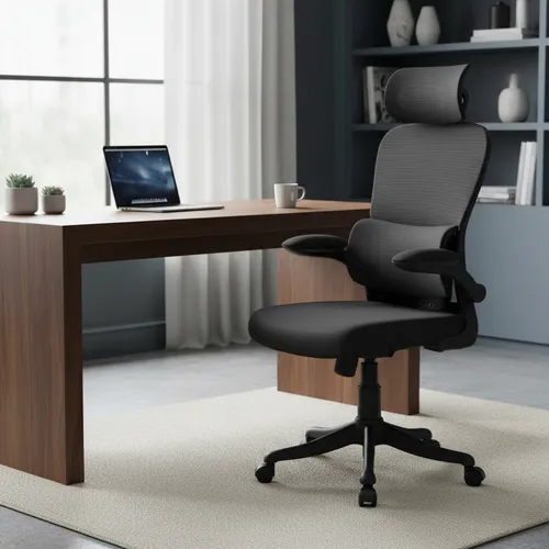 Cadeira Escritório Ergonômica Genebra B500 Luvinco Cor Preto Com Suporte Lombar Estofado Mesh –