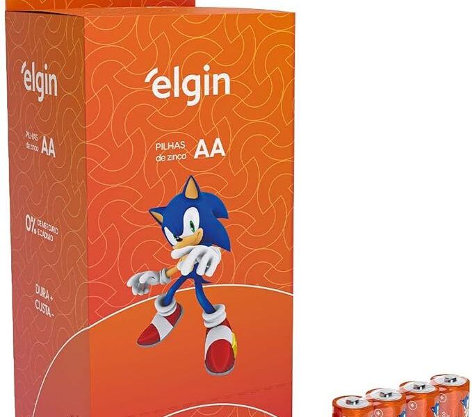 Caixa de Pilha AA com 40 unidades Elgin Palito – Tubo, Zinco