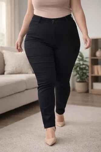 Calça Jeans Plus Size Feminina Skinny Com Lycra Cintura Alta –