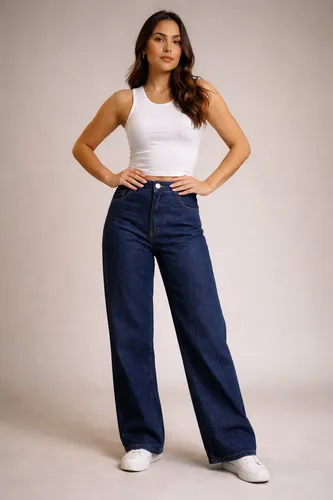 Calça Jeans Wide Leg Feminina Cintura Alta Sem Lycra Stillge –