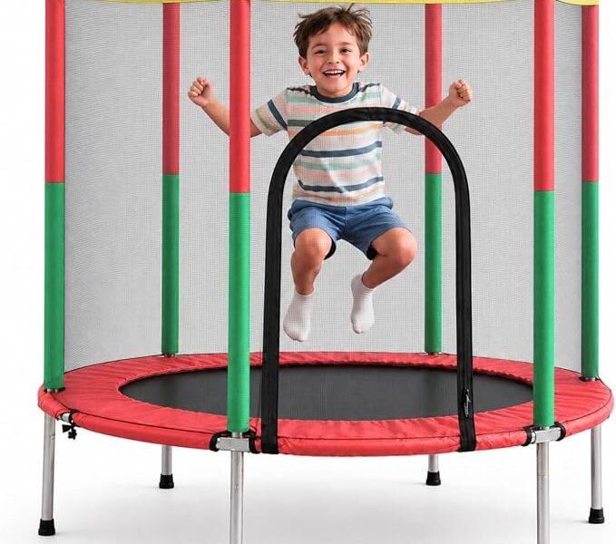 Cama Elástica Pula Pula Trampolim Infantil Colorida Criança Playground Rede com Zíper