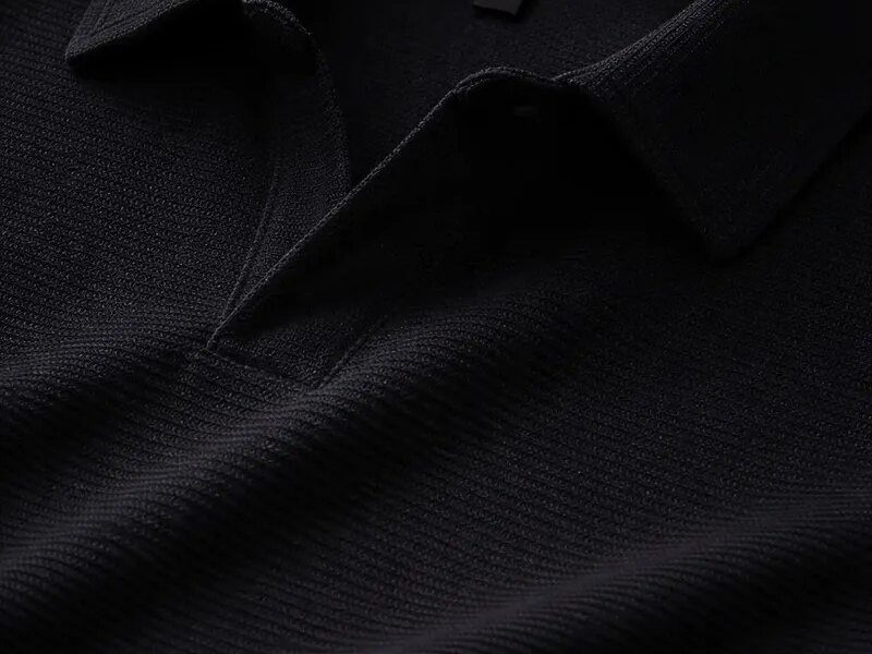 Camisa Camiseta Polo Masculina Texturizada Sem Botão –