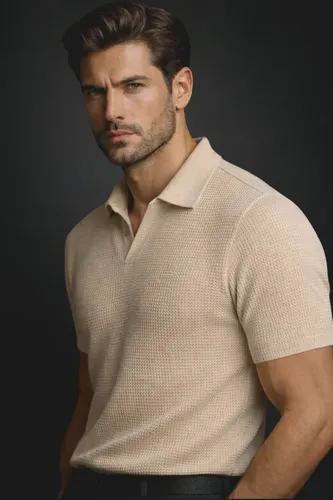 Camisa Camiseta Polo Masculina Texturizada Sem Botão –