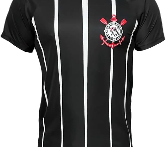 Camisa Corinthians Listrada, Masculina, Preta