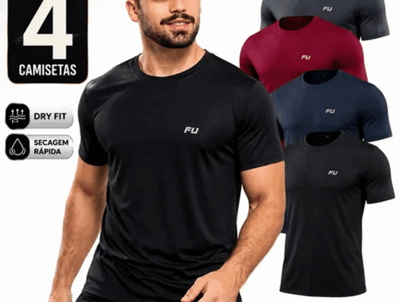 Camisa Dry Fit Kit Com 4 Academia Treino Corrida Premium –