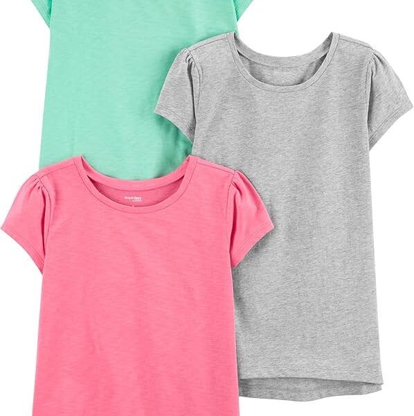Camisa Pacote com 3 camisetas de manga curta sólidas Simple Joys by Carter’sMeninas