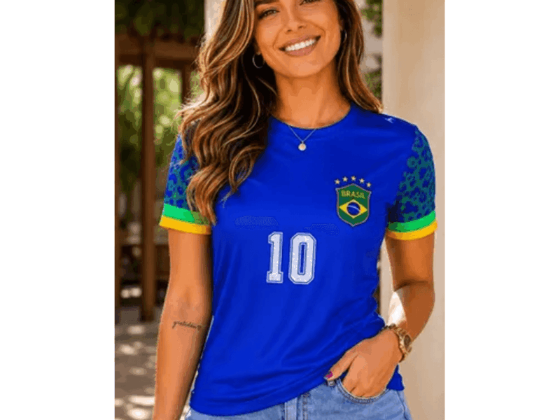 Camiseta Feminina Dry Fit Brasil – Proteção Uv 35 –