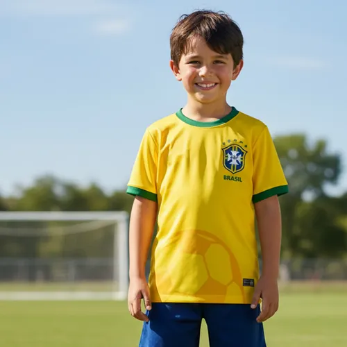 Camiseta Infantil Brasil Unisses Infantil Amarela 2 Ao 12 –