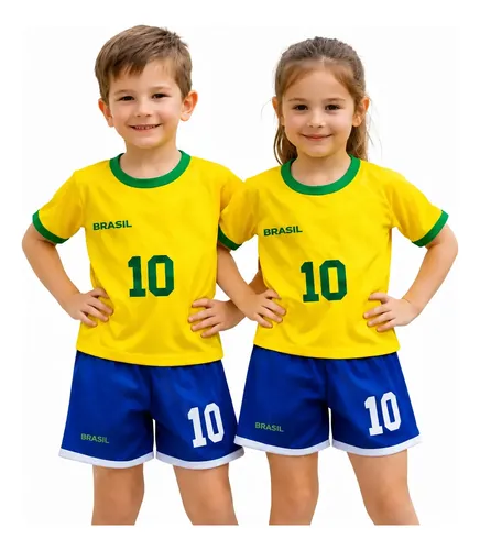 Camisetas E Short Conjunto Do Brasil Infantil –