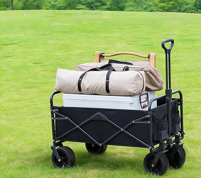 Carrinho de Transporte Dobrável 150kg – Preto, Resistente e Portátil para Serviço Pesado