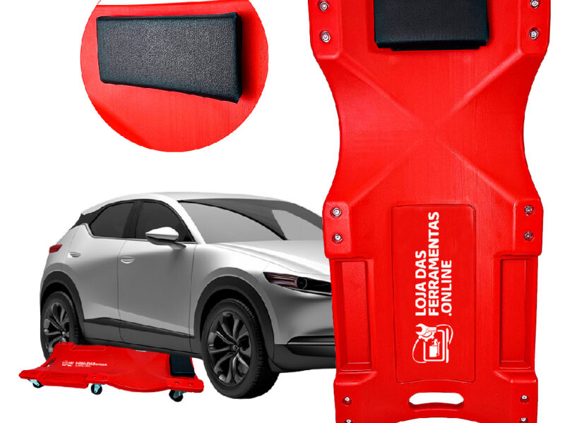 Carro Esteira Vermelho Rebaixado Para Mecanico Com Encosto