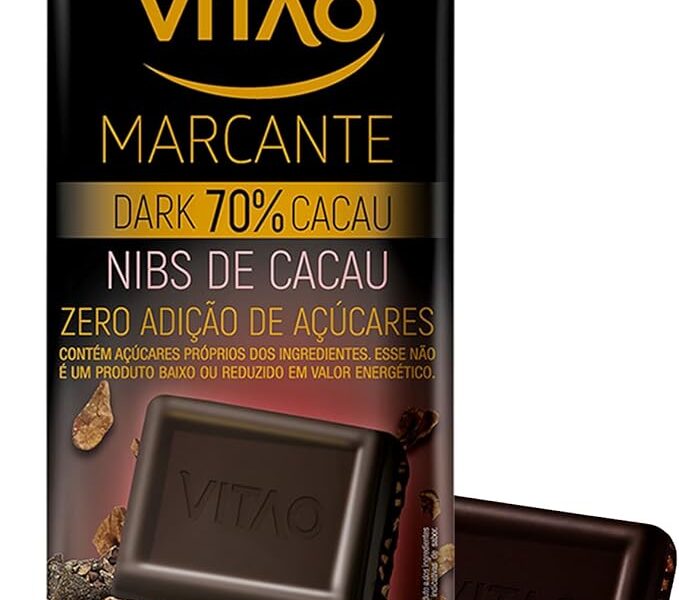 ‘Chocolate Vitão Dark 70% Cacau Nibs de Cacau Zero Açúcar 70g