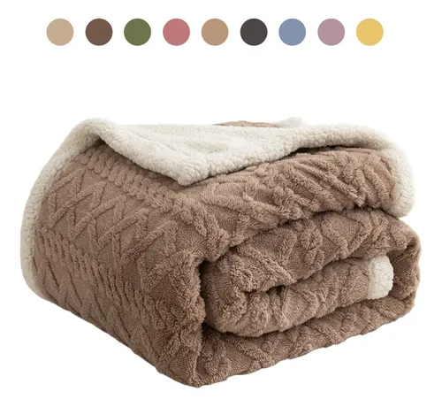 Cobertor Casal King Size Flannel Sherpa Relevo Macio –