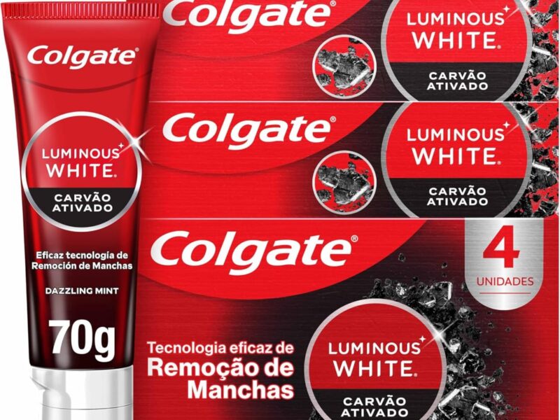 Colgate Creme Dental Clareador Luminous White Carvão Ativado 70g 4 unidades