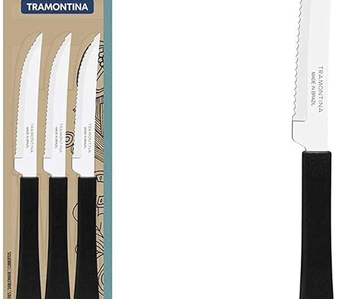Conjunto 3 Facas Inox, Preto, Tramontina