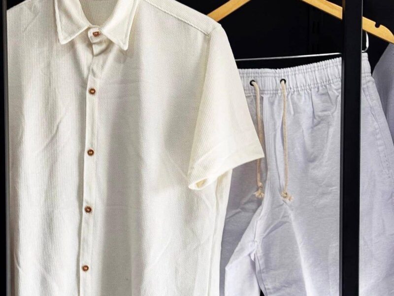 Conjunto Masculino Linho Camisa Shorts Mauricinho Com Bolso –