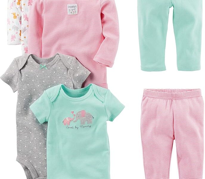 Conjunto de calças 6-piece Bodysuits (Short and Long Sleeve) and Pants Set Simple Joys by Carter’sMeninas