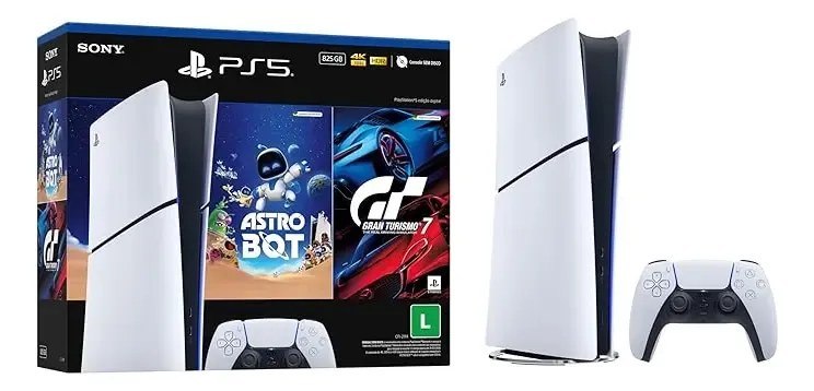 Console Playstation®5 Slim Digital – Pacote Astro Bot E Gran Turismo 7 – Branco