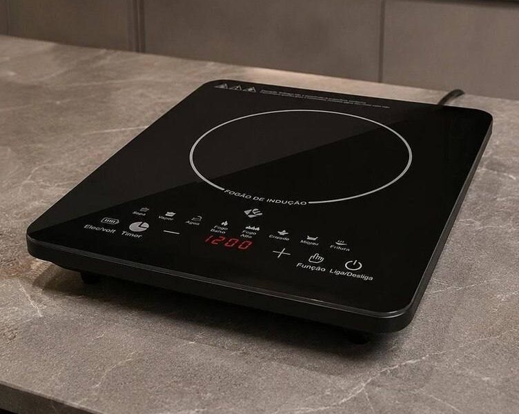 Cooktop De Indução 1 Boca Preto Com Trava De Segurança Painel Touch Screen –