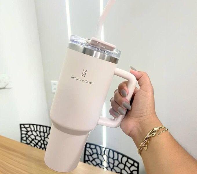 Copo Térmico Gigante 1,2l Inox Com Tampa E Inox Canudo –
