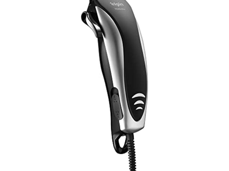 Cortador Aparador de Cabelo e Barba Studio Men Elgin com 8 acessórios Preto e Prata 110V