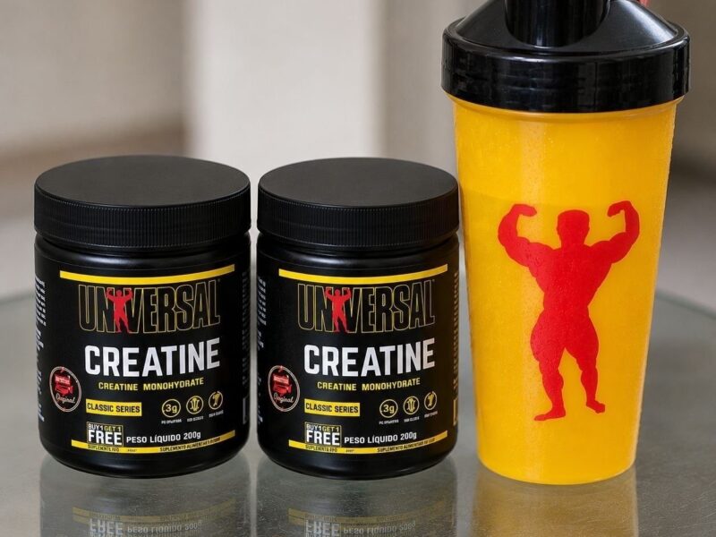 Creatina Monohydrate Universal Nutrition em Pó 200g com Coqueteleira –