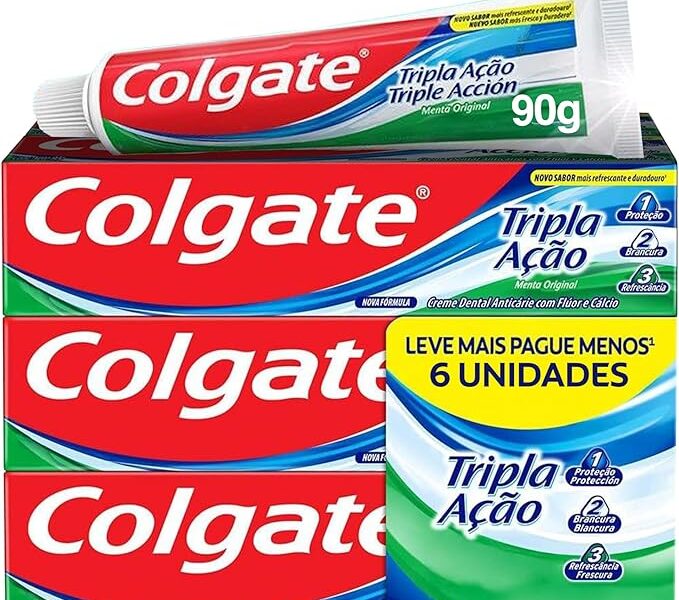Creme Dental Colgate Tripla Ação Menta Original 90g 6 unidades