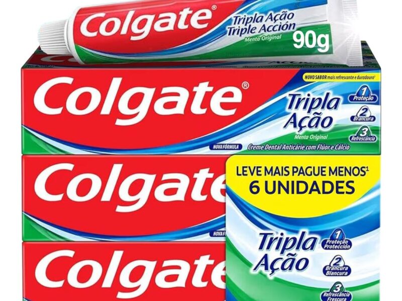 Creme Dental Colgate Tripla Ação Menta Original 90g 6 unidades