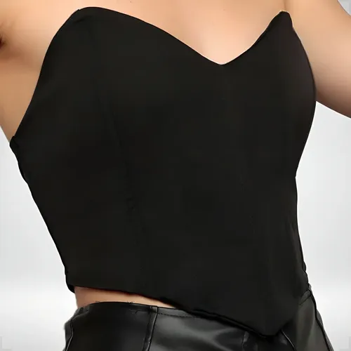 Cropped Corset Com Bico Ponta Em V Tomara Que Caia Corselet –