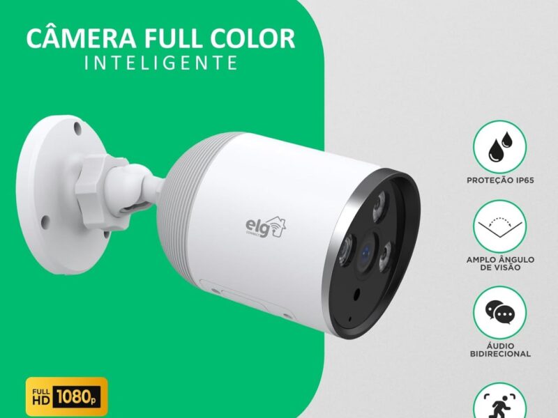 ELG, SHCF601, Câmera Externa Full Color 1080P IP65, Lente 3.6mm, Grava Full HD 1080p, Inteligente, Wi-Fi, Protocolo ONVOF, Perfil S, Branco
