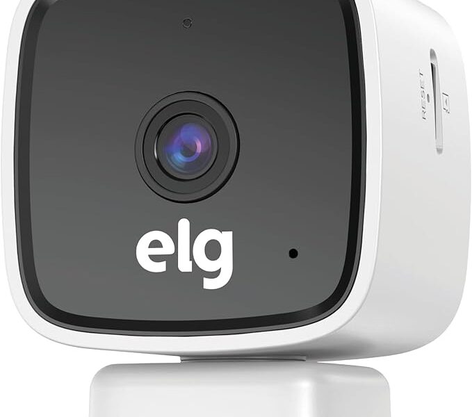 ELG, SHCI603, Câmera interna 1080P Full HD Inteligente Wi-Fi com Botão SOS, Áudio Bidirecional, Visão Noturna e Detecção de Movimentos, Branco
