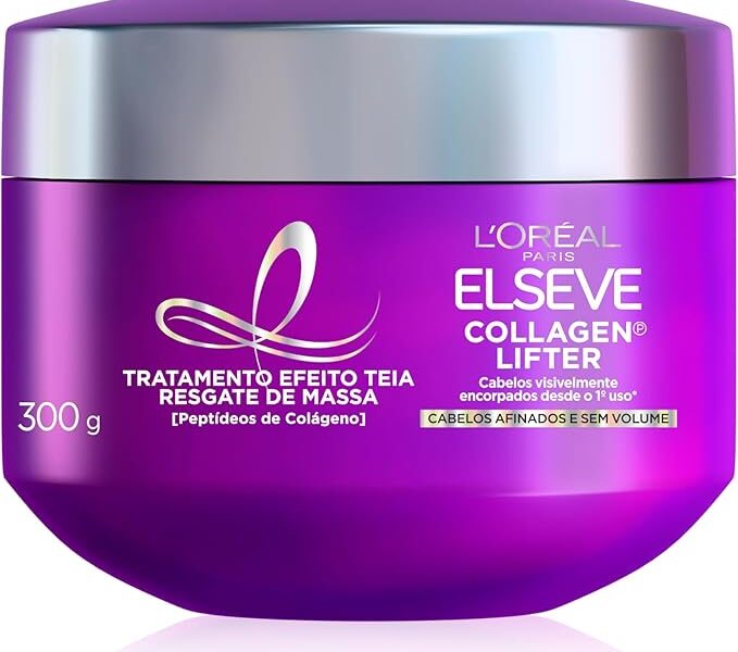 Elseve Collagen Lifter Máscara de Tratamento Condicionante Efeito Teia Para Resgate de Massa com Peptídeos de Colágeno Reconstrói a Fibra e Dá Volume por 72h 300g