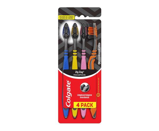 Escova de Dente Colgate ZigZag Carvão 4 unid