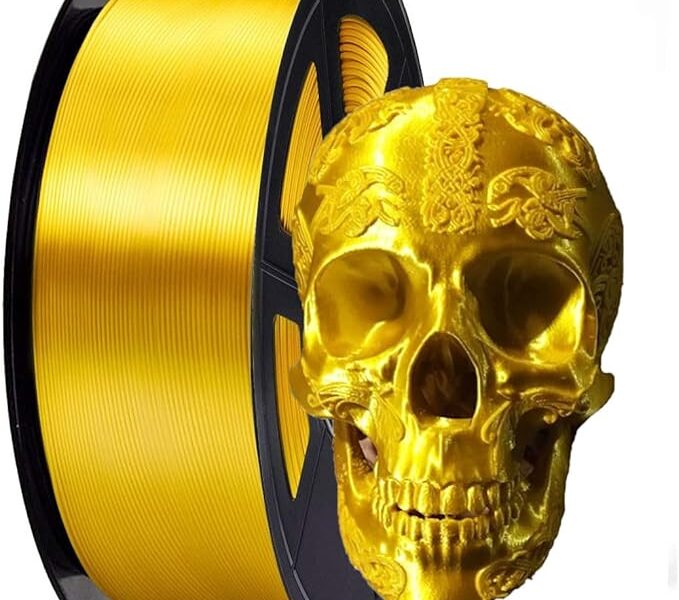 Filamento PLA de seda 1,75 mm, filamento de impressora 3D, precisão dimensional +/- 0,02 mm, impressão com a maioria das impressoras 3D FDM, ouro