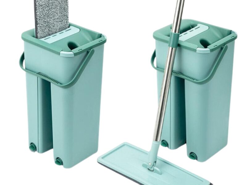 Flat Mop com Refil Esfregão Com Balde Rodo Mágico Lava Seca Tira Pó