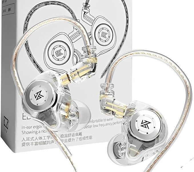 Fone De Ouvido Profissional KZ EDX Pro Intra-auricular, Driver Dinâmico Magnético Composto de 10mm, Cabo Substituível, Original – Perfeito para Cantores – AlverSun (CRYSTAL)