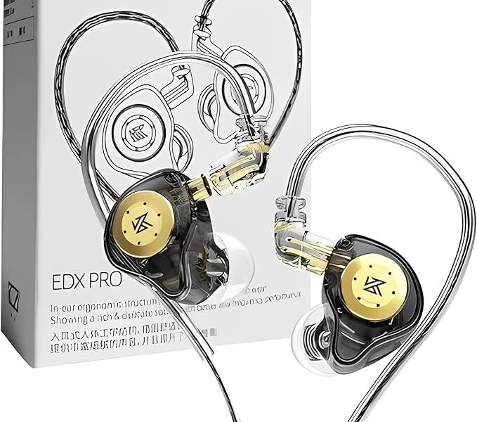 Fone De Ouvido Profissional KZ EDX Pro Intra-auricular, Driver Dinâmico Magnético Composto de 10mm, Cabo Substituível, Original – Perfeito para Cantores – AlverSun