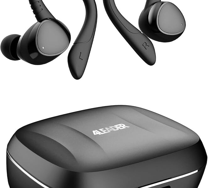 Fone de Ouvido Bluetooth com Microfone e Cancelamento de Ruído Ativo – 4Leader, à Prova D’água e com até 20 Horas de Reprodução – Melhor Escolha para Esportes e Atividades ao Ar Livre – Preto