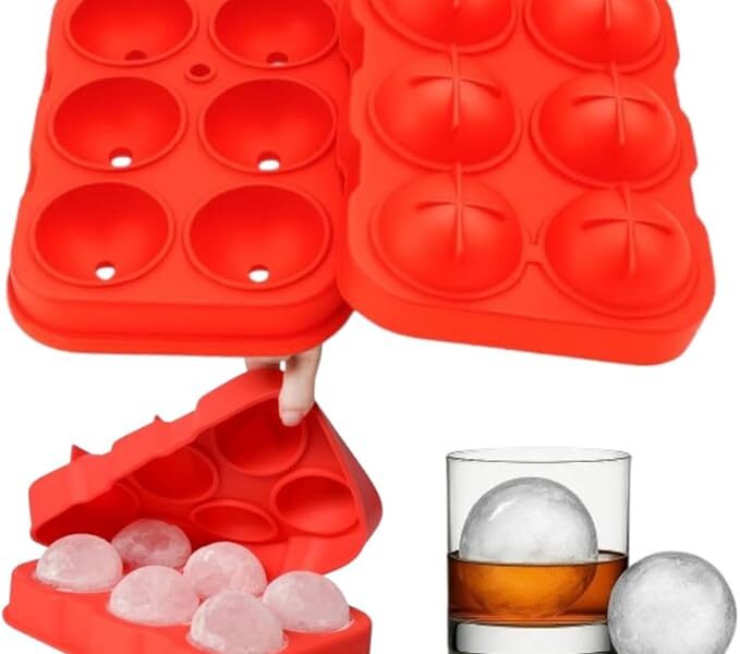 Forma de Silicone para Gelo 6 Esferas – Molde de Gelo Bola para Whisky Gin Drinks Coquetéis – Forma Silicone flexível e resistente – Gelo Derretimento Lento – UpShop