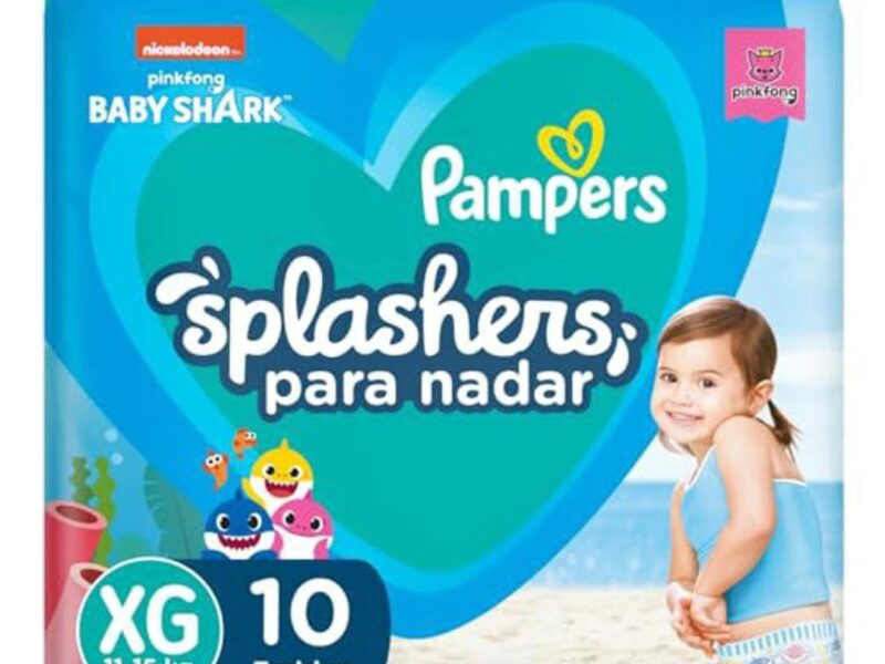Fralda Pampers Splashers Para Nadar Baby Shark Tamanho XG 10 Unidades