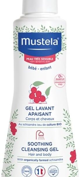 Gel Lavante Calmante Mustela, 300ml, para Pele Muito Sensível, Corpo e Cabelo de Bebês e Crianças, Sem Fragrância