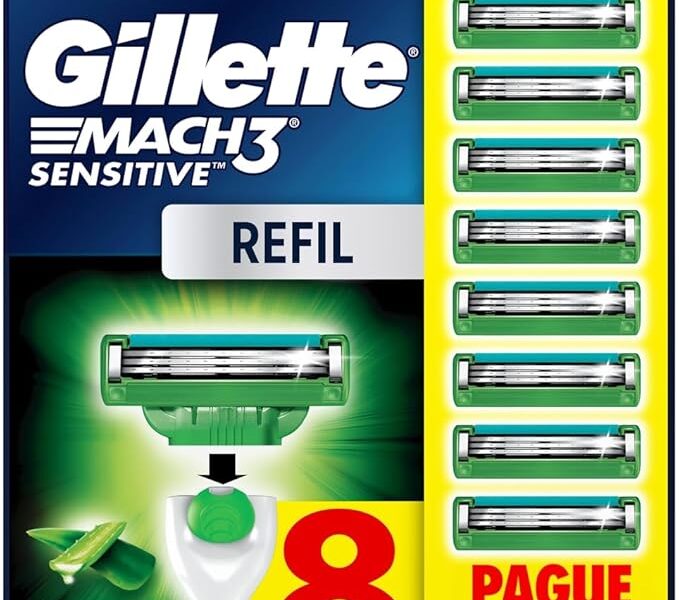 Gillette Mach3 Sensitive Carga Aparelho de Barbear com Aloe 8 Unidades