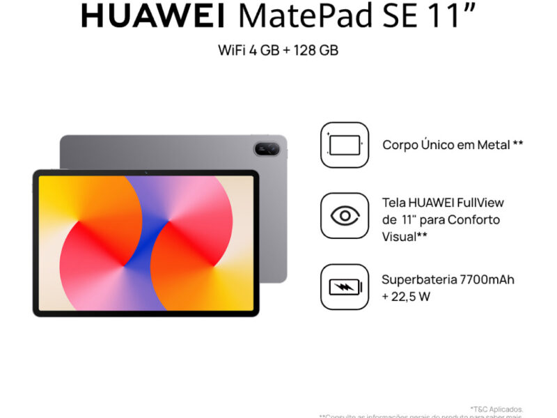 HUAWEI MatePad SE 11″ 128/4 | Tablet | Design Corpo Único Metal | 7700 mAh + Superbateria de 22,5 W