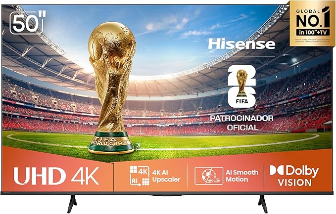 Hisense Smart TV 4K 50″ Polegadas 50A6NV com Dolby Vision, HDR10, HLG, Dolby Gaming, Film Maker, DTS Virtual X, Compatibilidade Alexa e Google Home