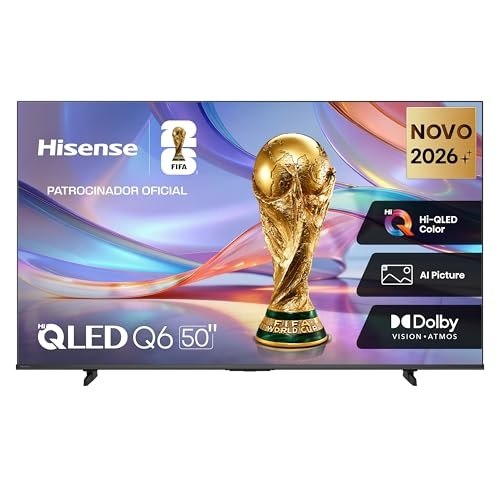 Hisense Smart TV 4K 50″ Polegadas 50Q6QVV com Processador AI, Dolby Vision, HDR10+, HLG, Filmmaker Mode, Dolby Gaming, Dolby Atmos, MiraCast e Compatibilidade Alexa e Google
