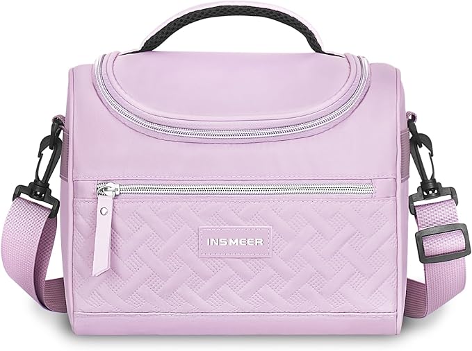 INSMEER Bolsa Termica Lancheira Marmita – 8L, Lancheira Térmica Impermeável, Leve e à Prova de Vazamentos, Alça Ajustável para Ombro, para Academia, Trabalho, Passeio, Praia – Unissex Premium (Roxa)