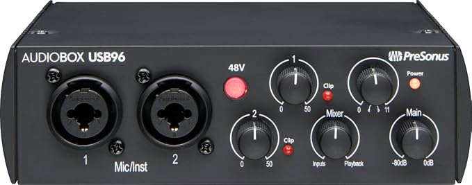 Interface de áudio USB PreSonus AudioBox 96, edição 25º aniversário, com software de gravação DAW Studio One Artist