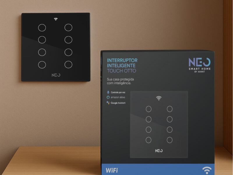 Interruptor Inteligente WiFi Touch Alexa Google Home Bivolt 1 a 8 Botões 2.4GHz