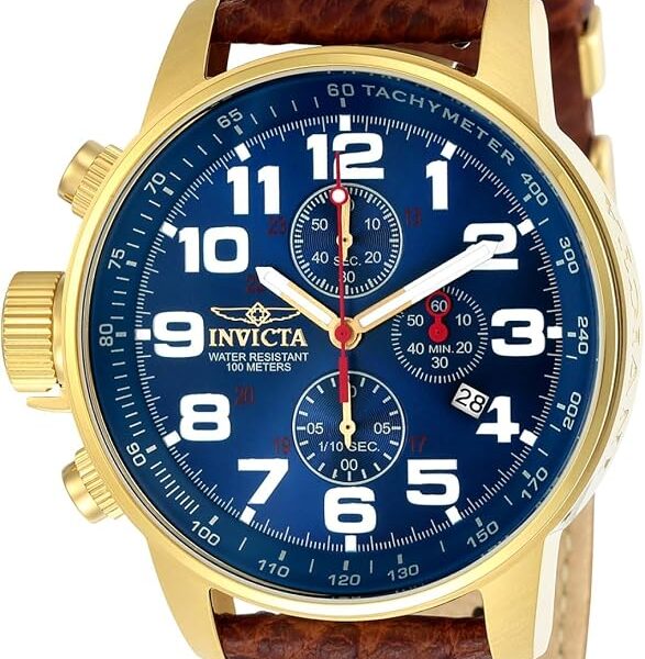 Invicta Relógio masculino I-Force de quartzo canhoto com pulseira de couro