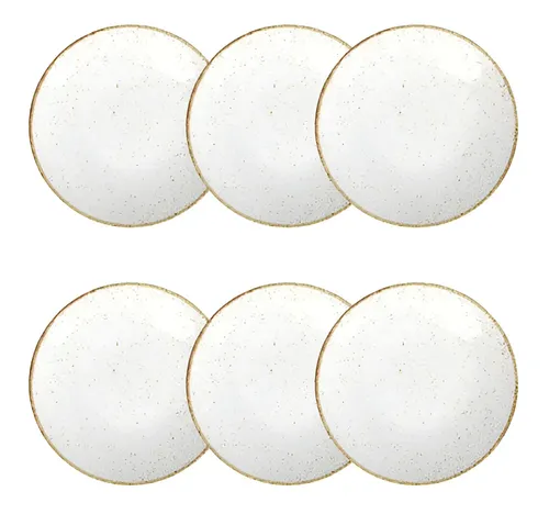 Jogo 6 Pratos Rasos Rústico Marrom Porcelana 25cm Tramontina –